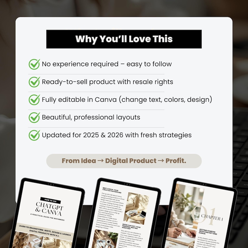 ChatGPT & Canva Guide: Digital Product Creation eBook (PLR/MRR Template, 87 Pages + Bonuses) - Image 3