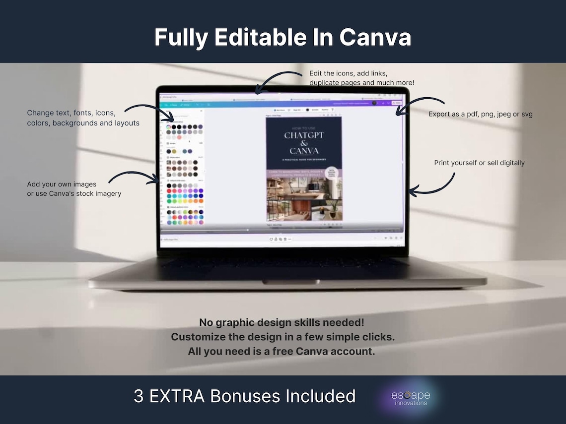 ChatGPT Prompts for Digital Products – Canva eBook Template – Beginner AI Business Guide – PLR Included - Image 5