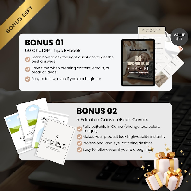 ChatGPT & Canva Guide: Digital Product Creation eBook (PLR/MRR Template, 87 Pages + Bonuses) - Image 2