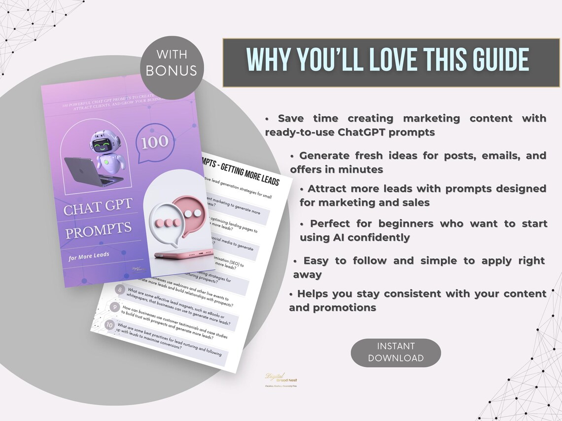 100 ChatGPT Prompts for More Leads | AI Marketing Prompts | PLR | MRR | Social Media Growth | Digital Product for Entrepreneurs - Image 8