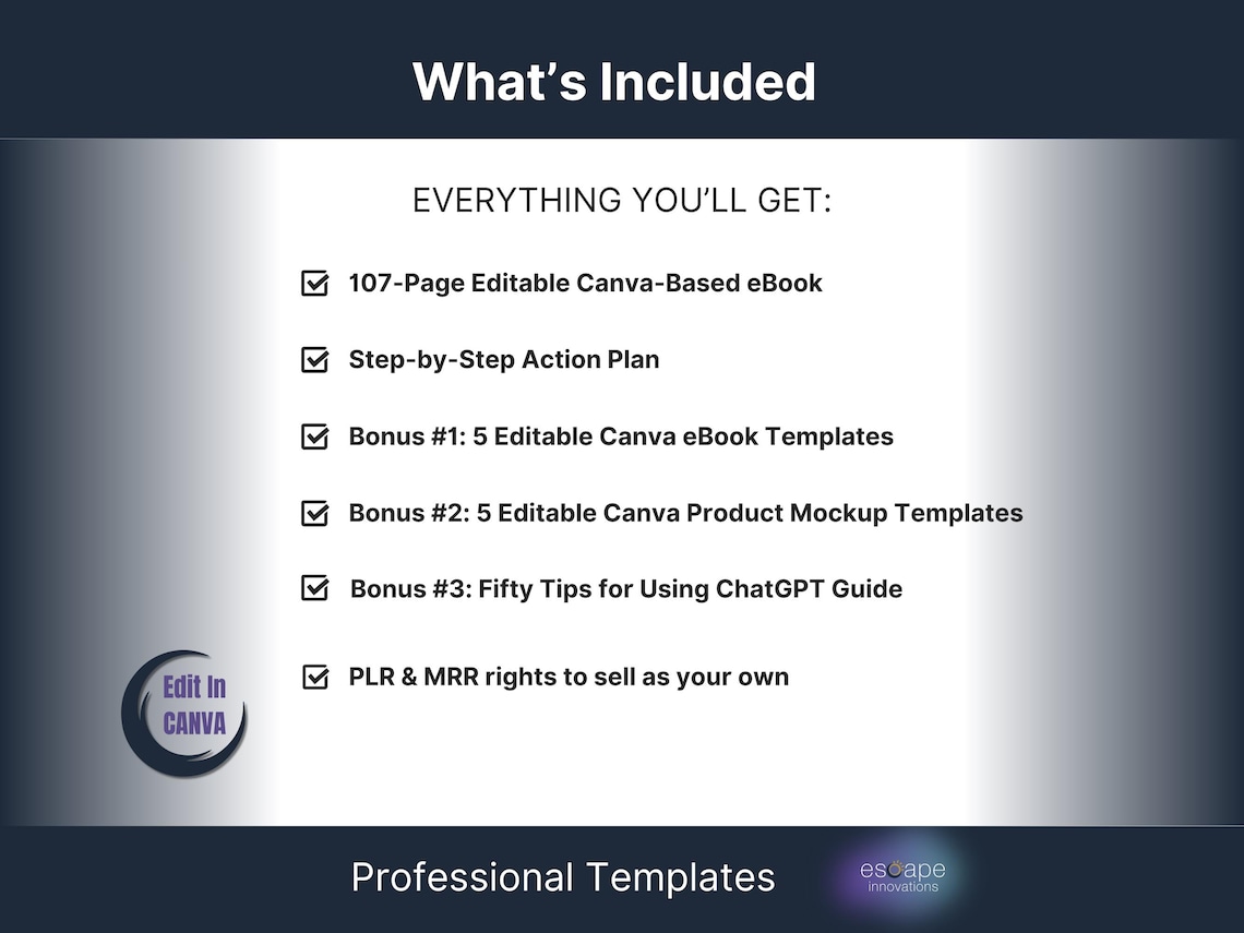 ChatGPT Prompts for Digital Products – Canva eBook Template – Beginner AI Business Guide – PLR Included - Image 4